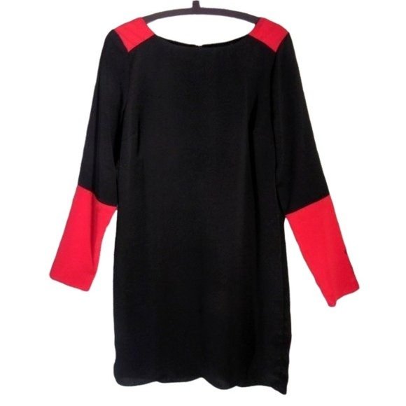ASOS Black & Red Mod Color Block Contemporary Shift Power Dress | Women's 12 - Picture 1 of 7